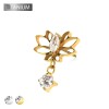 IMPLANT GRADE TITANIUM THREADLESS PUSH IN CZ LOTUS FLOWER WITH ROUND CZ DANGLE TOP PART